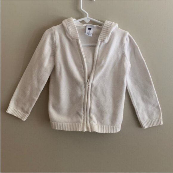 Gap Factory Girl's White Zippered Sweater with Hood XS Size 4 - Picture 1 of 3